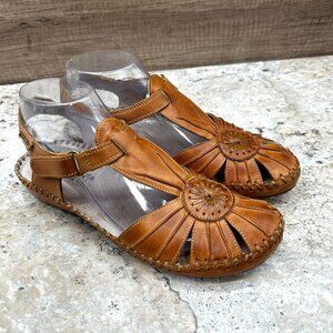 Pikolinos Sandals Puerto Vallarta Womens Size 39 US 8.5 -9 Tan Leather T Strap